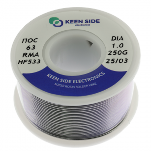 Изображение Припой Sn63/Pb37-d1.0-250g flux RMA KS533 ПОС 63