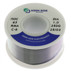 Изображение Припой Sn63/Pb37-d1.0-250g flux RMA KS-6 ПОС 63