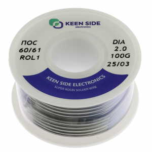 Изображение Припой Sn60/Pb40-d2.0-100g flux ROL1 ПОС 60/61