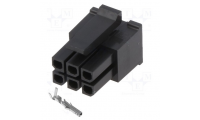 изображение MX-43025-0600-T / 0430250600, розетка MMF-2x3F (Micro-Fit 3.0) 6pin шаг 3 на кабель c контактами