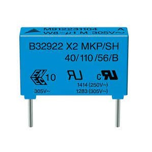 Изображение Конденсатор плёночный B32922C3104K фильтр X2 0.10uF 20% 305V e:15mm