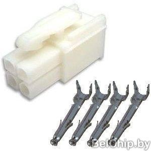 Изображение Разъём питания низковольтный 172167-1-T / розетка TE 4pin, шаг 4.14мм на кабель с контактами (Mini Universal MATE-N-LOK)