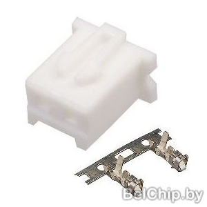 Изображение Разъём питания низковольтный H-02 (T) / CHU-2 розетка 2pin шаг 2.5 на кабель с контактами