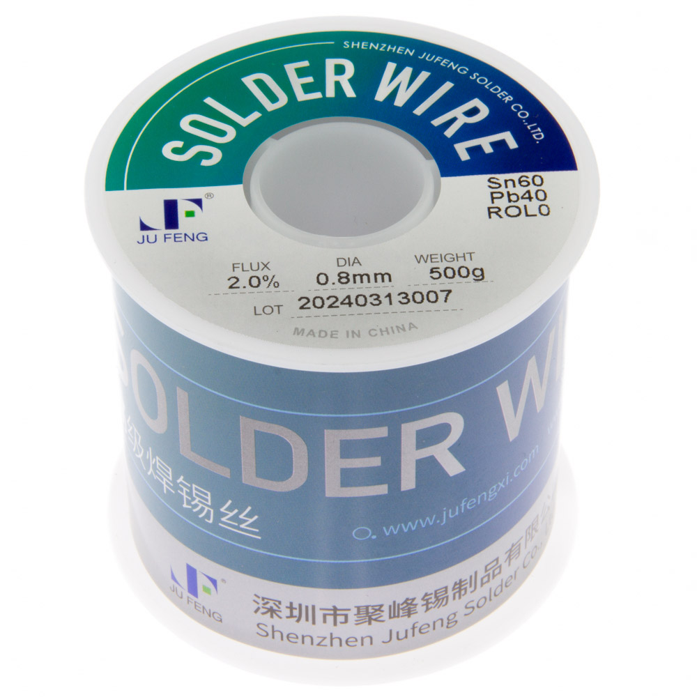 Sn60Pb40 flux ROL0 2.0% 0.8mm 500g reel — Jufeng