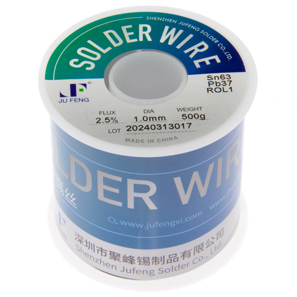 Sn63Pb37 flux ROL1 2.5% 1.0mm 500g reel — Jufeng