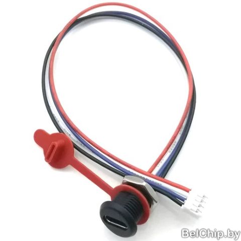 JQ-118D / гнездо USB C на корпус, водонепроницаемый c проводом и разъемом PH 2.0 4pin (C41) — HAOS