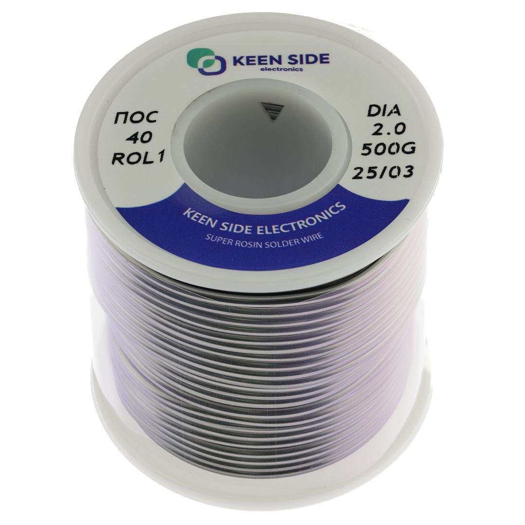 Припой Sn40/Pb60-d2.0-500g flux ROL1 ПОС 40